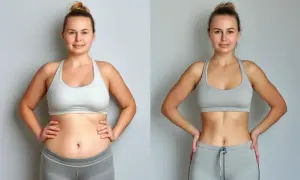 Donna prima e dopo un percorso per perdere 3 kg in un mese. La sua trasformazione è visibile.