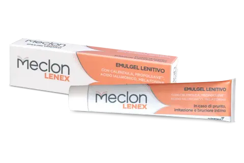 Meclon Lenex Emulgel Lenitivo, con calendula e acido ialuronico, per prurito intimo esterno sulle grandi labbra. Rimedi naturali per il benessere intimo.