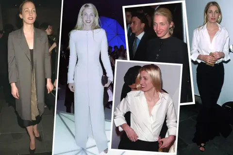Carolyn Bessette style: look elegante in abiti lunghi, cappotti e camicie.
