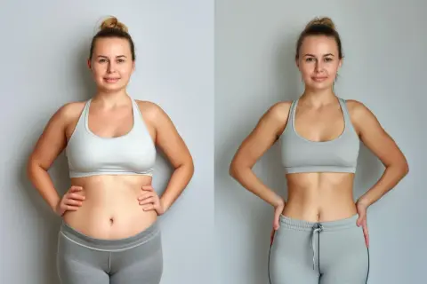 Donna prima e dopo un percorso per perdere 3 kg in un mese. La sua trasformazione è visibile.