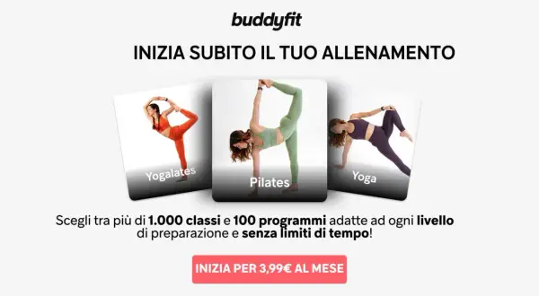 Donne in posizioni di yoga, pilates e yogalates. Scopri come lo yoga fa dimagrire con oltre 1000 classi su Buddyfit.