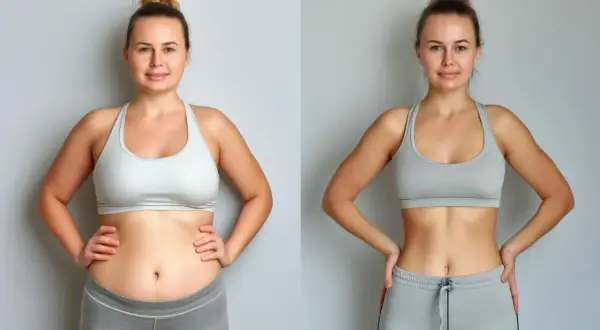 Donna prima e dopo un percorso per perdere 3 kg in un mese. La sua trasformazione è visibile.