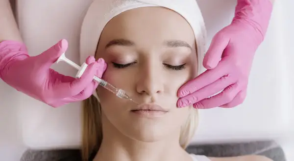 Viso con labbra definite e un leggero ritocco per accentuare l'arco di cupido.